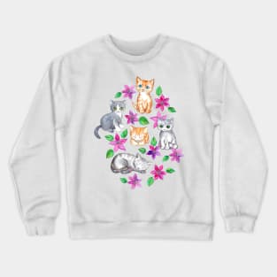 Kittens and Clematis - white Crewneck Sweatshirt